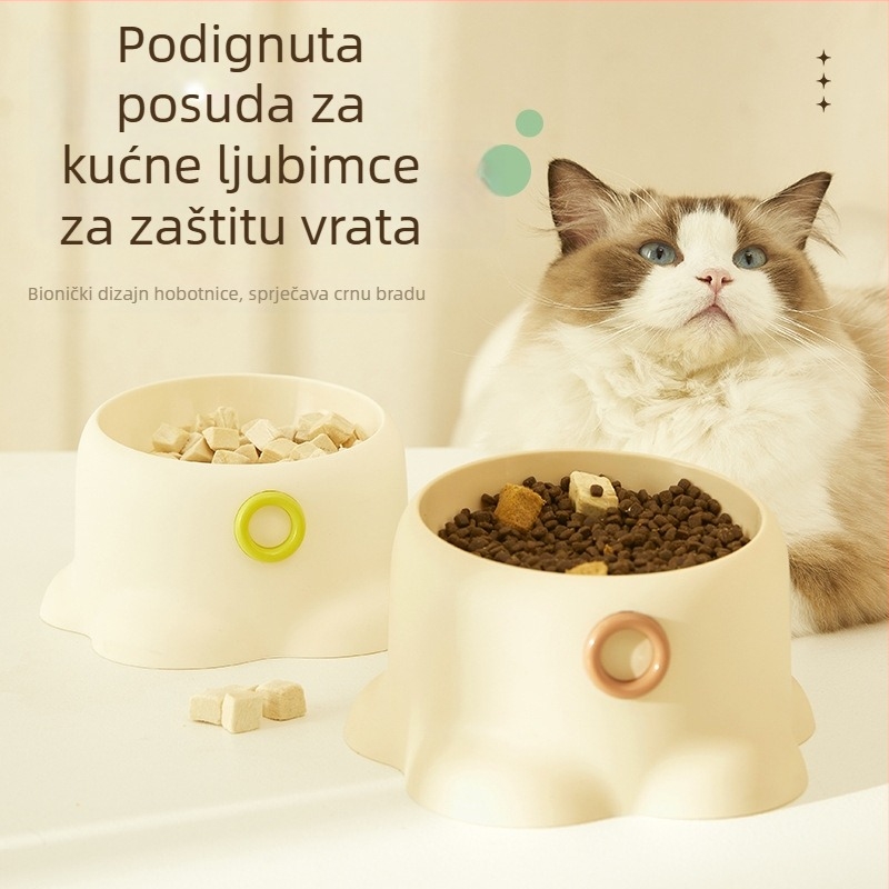 Posuda za hranjenje mačaka i psa s dizajnom protiv prevrtanja, nagibni otvor za vodu i hranu, velik kapacitet