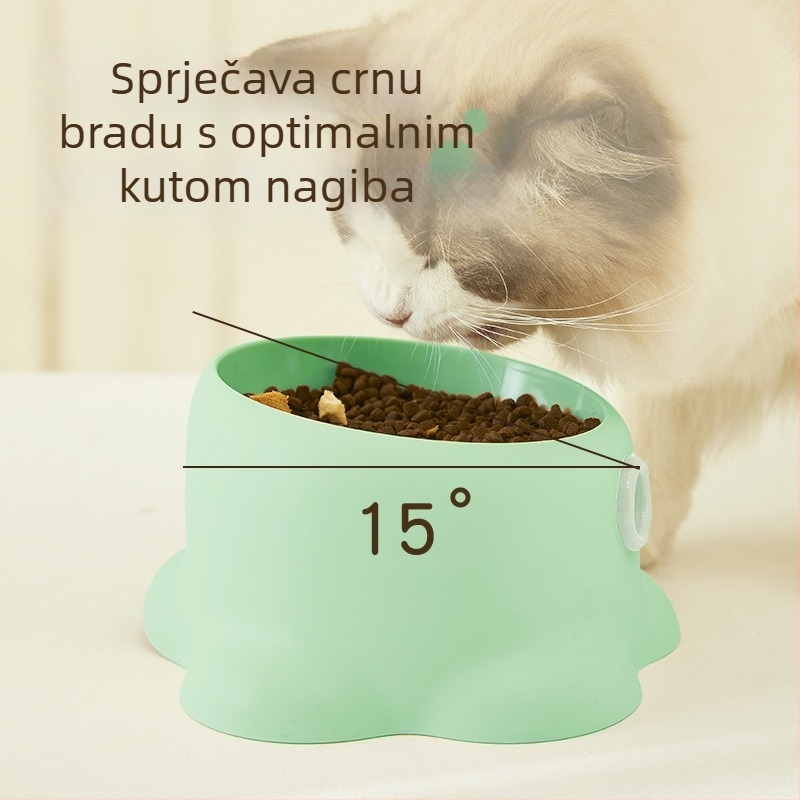 Posuda za hranjenje mačaka i psa s dizajnom protiv prevrtanja, nagibni otvor za vodu i hranu, velik kapacitet