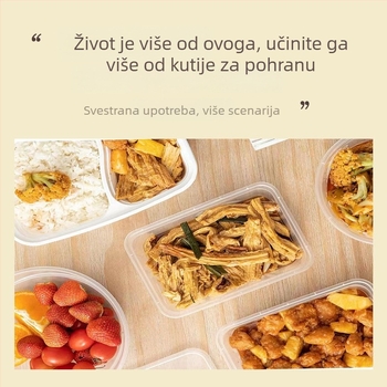 Jednokratna kutija za obrok s poklopcem, prozirna plastična kutija za hranu visoke kvalitete, s debelim okruglim zdjelom i pravokutnim dijelom s poklopcem