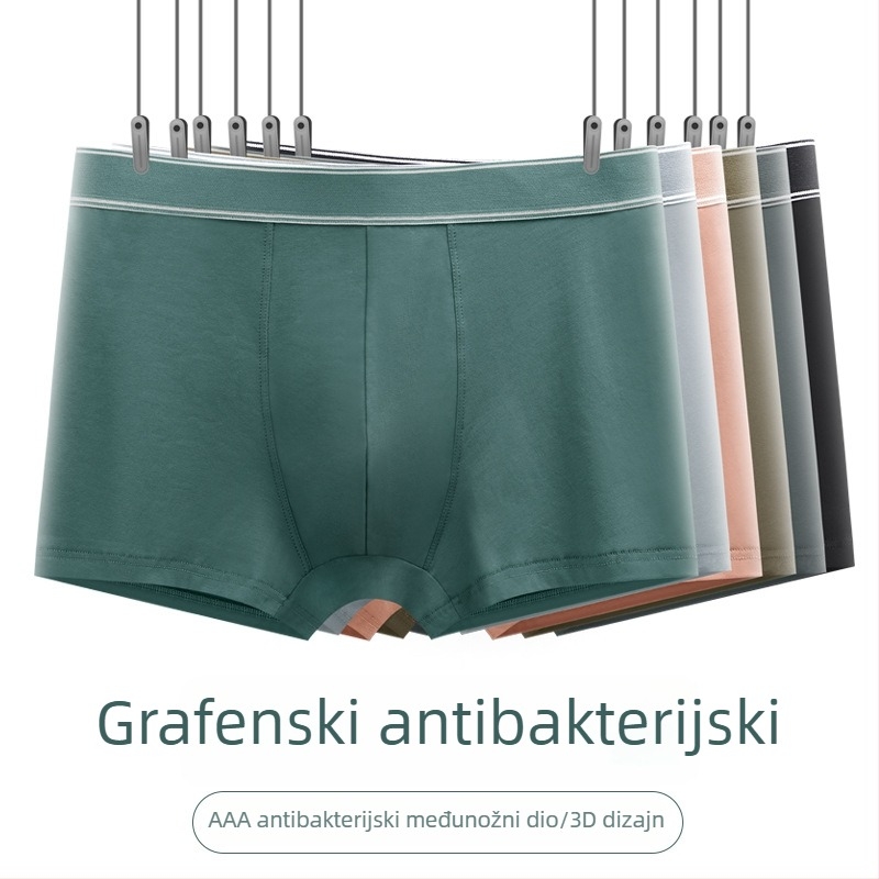 Muške jednobojne pamučne bokserice, prozračne, elastične, antibakterijske, sa srednjim porastom struka
