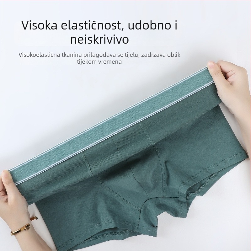 Muške jednobojne pamučne bokserice, prozračne, elastične, antibakterijske, sa srednjim porastom struka