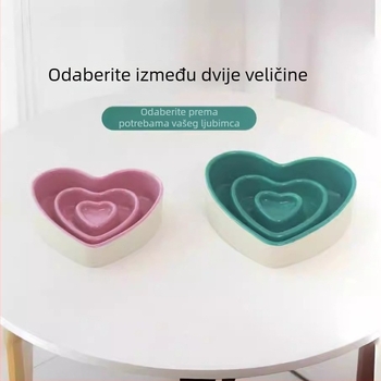 Keramička zdjela za sporo hranjenje malih pasa, protiv gušenja, protiv prosipavanja, zdjela u obliku srca, štiti vrat