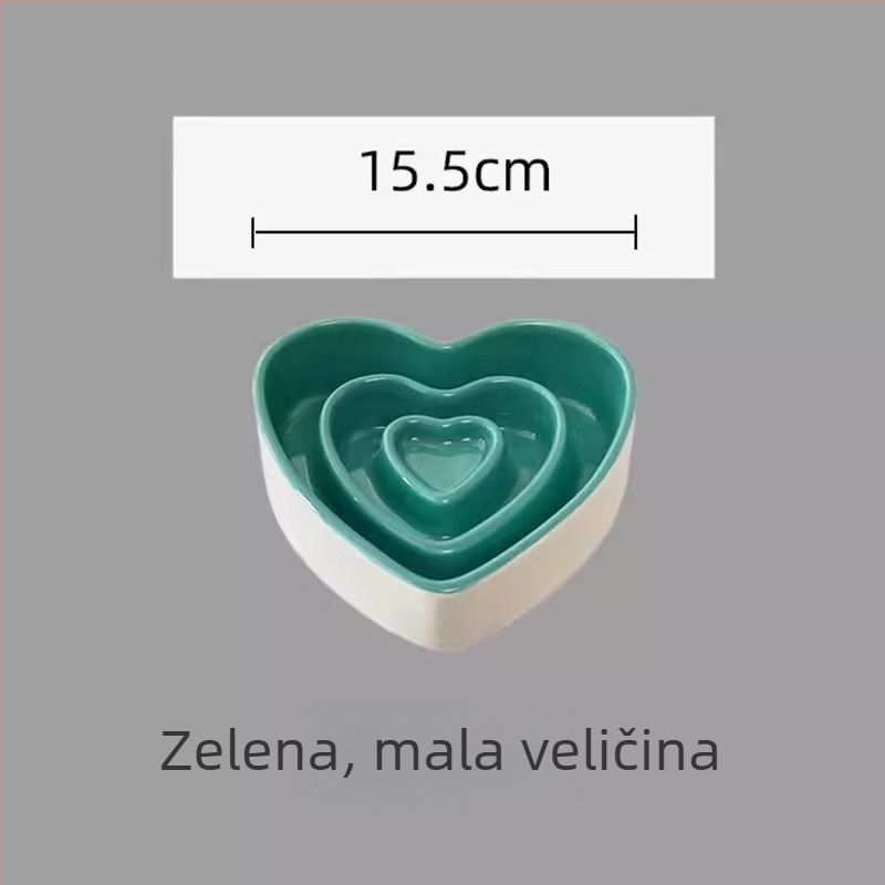 Keramička zdjela za sporo hranjenje malih pasa, protiv gušenja, protiv prosipavanja, zdjela u obliku srca, štiti vrat