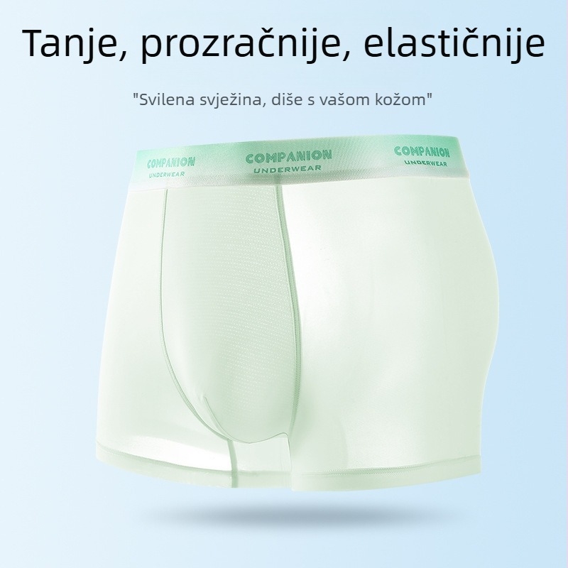 Muške bokserice od ice silk, antibakterijske, srednji pojas, prozračan najlon