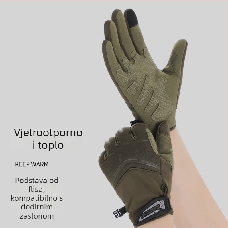 Unisex rukavice za biciklizam s fleece podstavom, tople, otporne na vjetar, protuklizne i otporne na habanje za outdoor vožnju