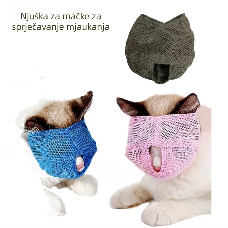 Prozračna višefunkcionalna maska za mačke – zaštita od ugriza, lizanja, prejedanja i lave