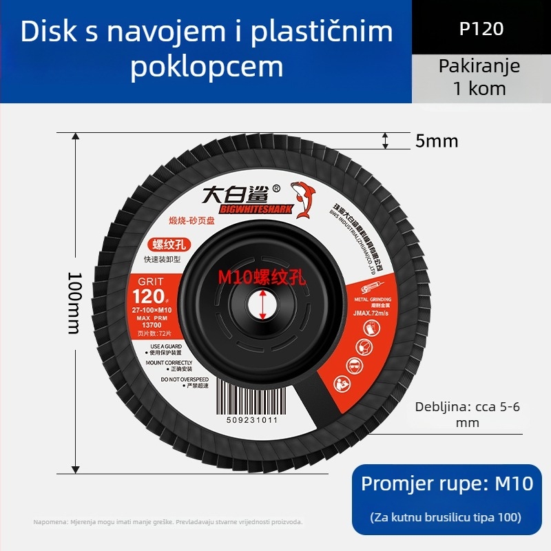 Industrijsko lamelno kolo za brušenje i poliranje za kutnu brusilicu – debeli polirni disk, nerđajući čelik brusni papir