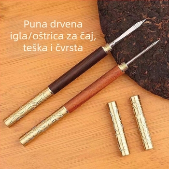 Pu-Erh čajni nož i igla, bakreni dvostruki alat, zlatni prsten, čajni konus od ebony i rosewood, dvostrani set dodataka za otvaranje čajnih kolačića i cigli