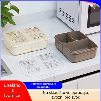 Kutija za ručak s tri odjeljka, plastična, zapečaćena, pogodna za mikrovalnu, s poklopcem, 1–2 l, za učenike i zaposlenike