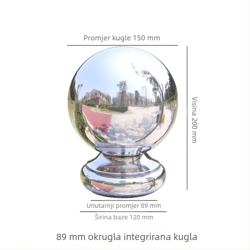 304 nehrđajući čelik šuplja kugla s osnovom za stubove stubišta, vrata i ograda