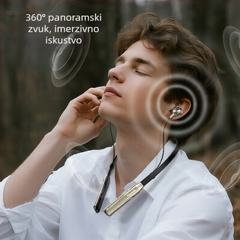 Bežične slušalice s vratnim kaišem, Bluetooth, digitalni prikaz baterije, duga trajnost, sportski dizajn, stereo zvuk