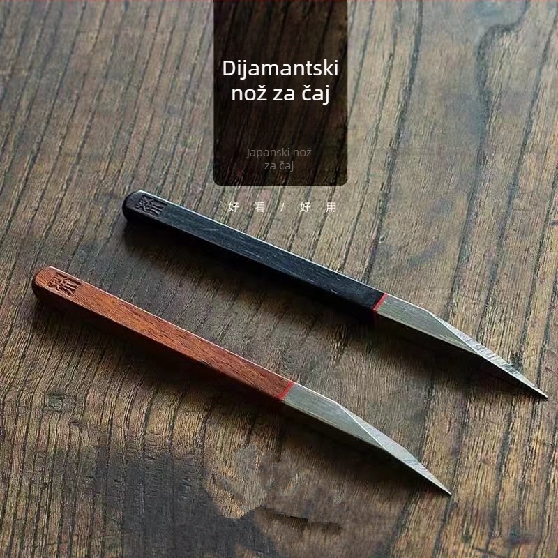 Nož za čaj od ebanskog drveta, četvrtasta čajna igla, čajni konus, ručno izrađen nehrđajući čelik Pu'er otvarač, dodaci za ceremoniju čaja