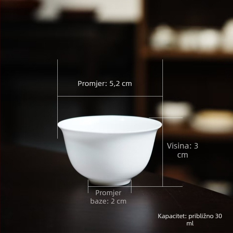 Gaiwan s poklopom od kostnog porculana, tanak tijelo, Gongfu čajni set Čaozhou, bijeli porculanski čajni čašica i šalice, vrhunski dar, trodjelni poklop
