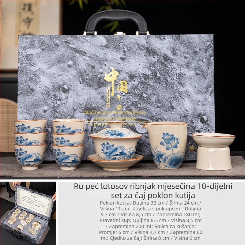 Ruyao set čaja za kućnu uporabu, šalica s poklopcem i zdjela, praktičan minimalistički komplet za poklon