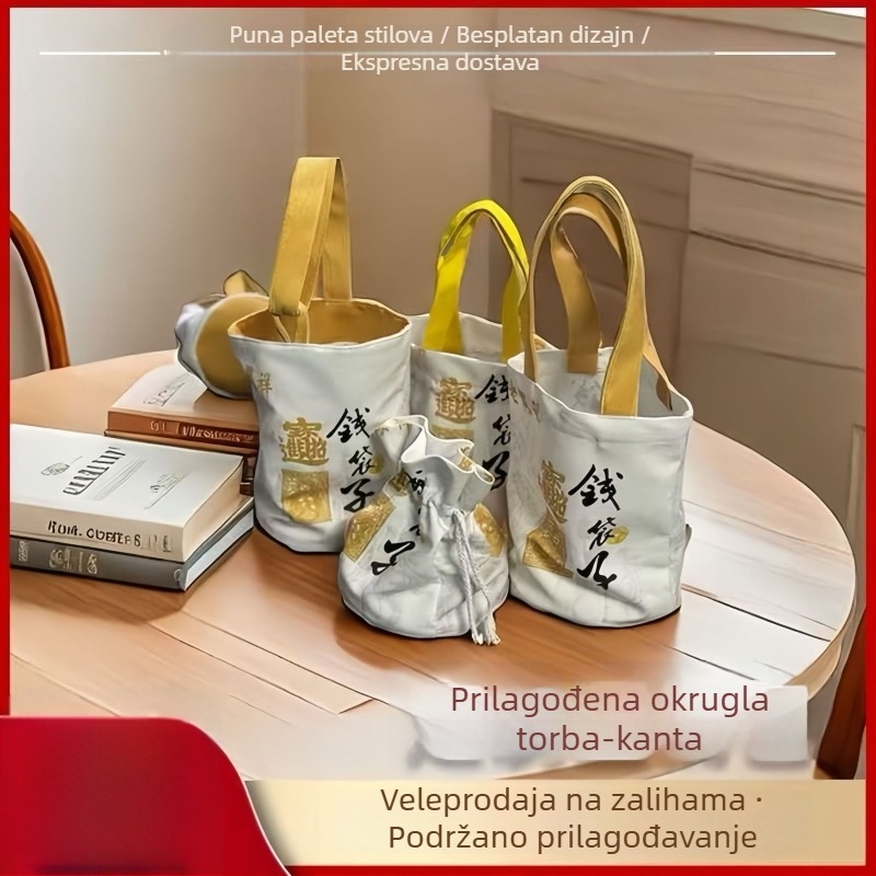 Lingyin Temple Money Bag s prilagođenim logotipom, pliš vrećica za kupovinu od pamuka, kanvas bucket bag, kulturno-kreativna torba za turističke lokacije