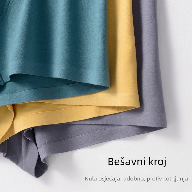 Muške bokserice sa srednjim strukom, bezšivne, prozračne i antibakterijske, s otisnutim pojasom, viskozna tkanina