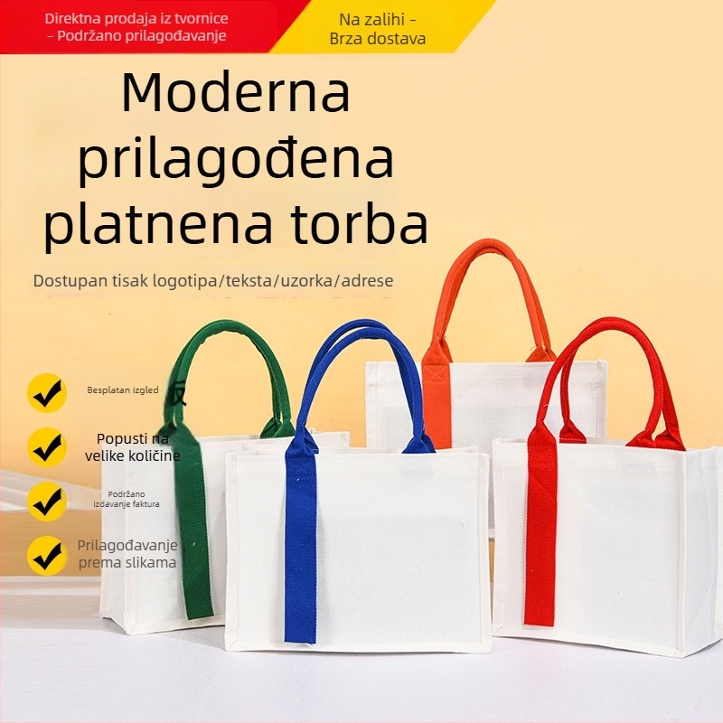 Prilagodljiva platnena tote torba s premazom od pamuka, velika kapaciteta, otisak