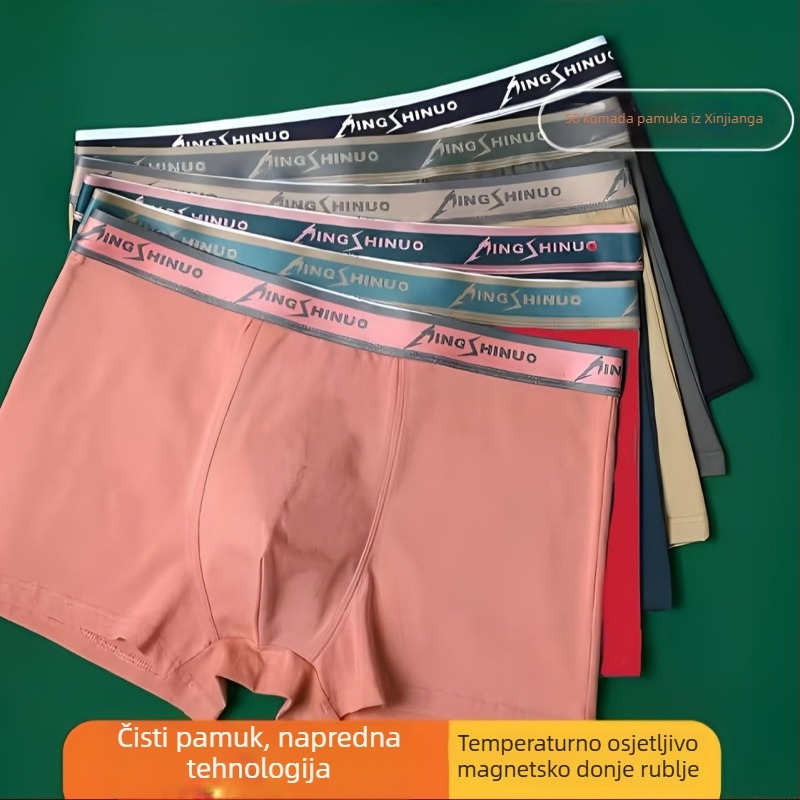 Muške bokserice od 100% pamuka, s dvije magnete, prozračne i antibakterijske, velika veličina