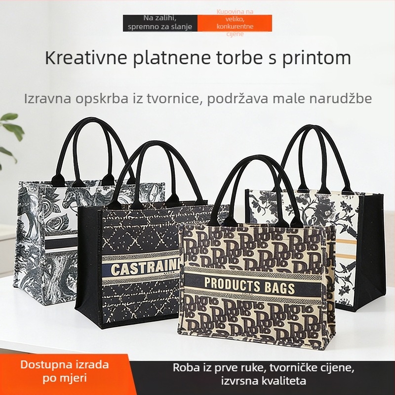 Personalizirana tote torba od platna, prilagođena za izlazak i posao, s velikim kapacitetom