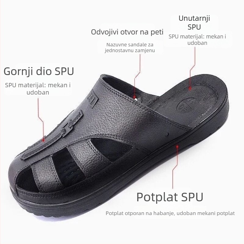 Ženske antistaticke papuče s zatvorenim prstom za čiste prostore, SPU mekani potplat