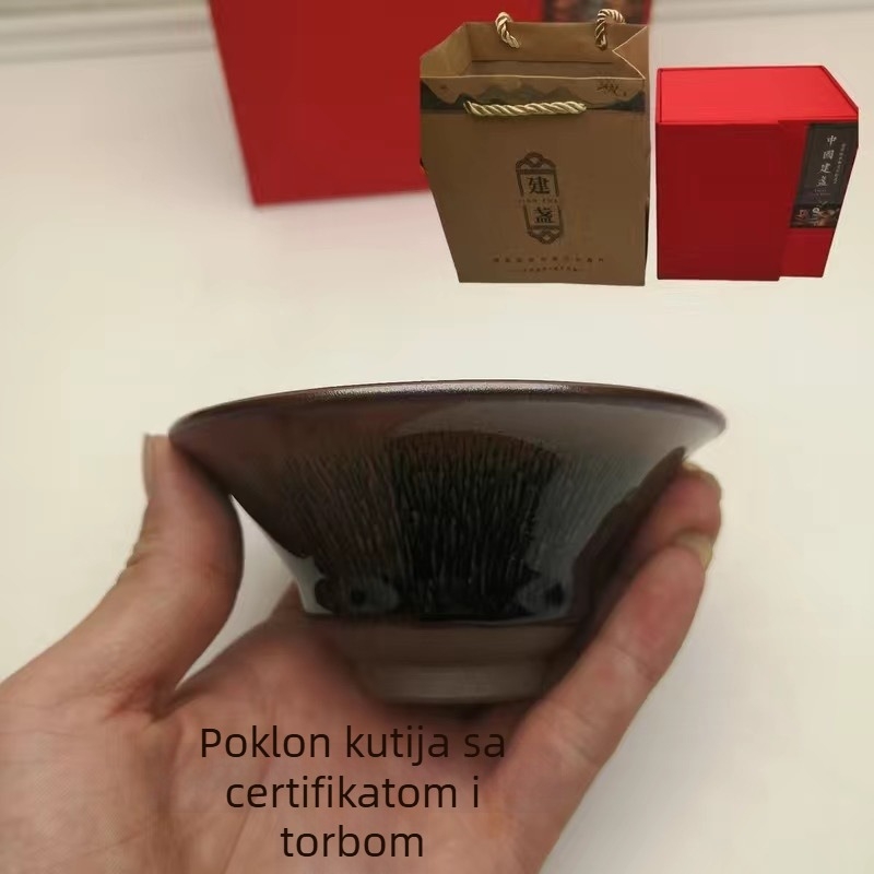 Čajna šalica s dizajnom dlake zeca, konusna keramička šalica za čaj, šalica s originalnom mineralnom glazurom, srednje veličine, vrhunski čajni set