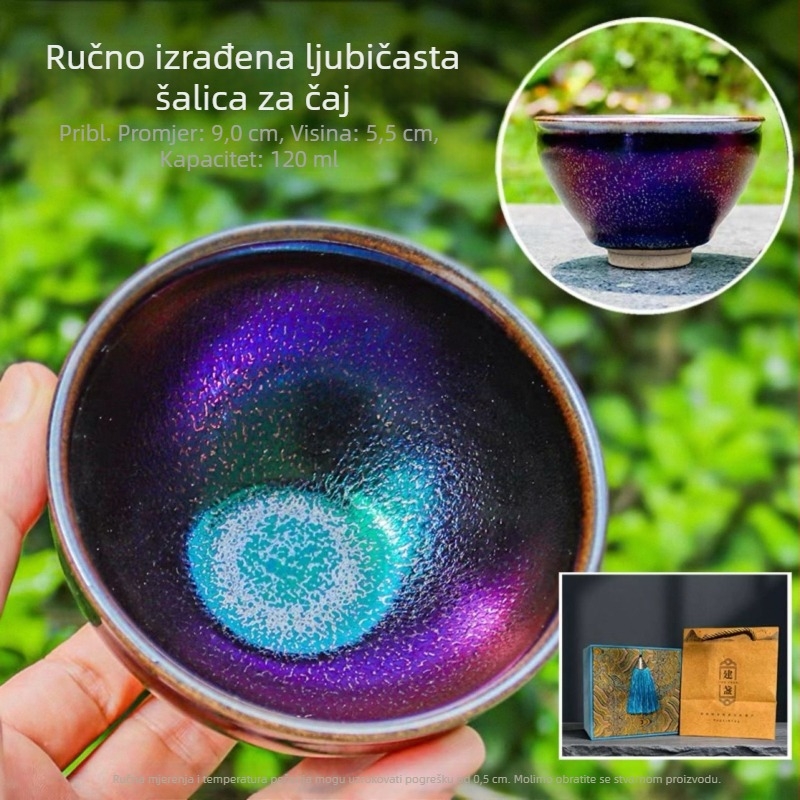 Ručno izrađena ljubičasta šalica za čaj Jian Zhan sa šarenom glazurom peći