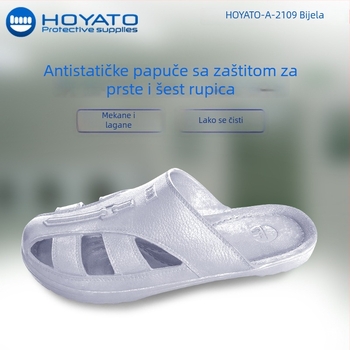 Antistatične radne papuče bez prašine, udobne, zaštita prstiju, prozračne, mekana tabanica, protuklizne, dizajn sa šest rupa za vezice