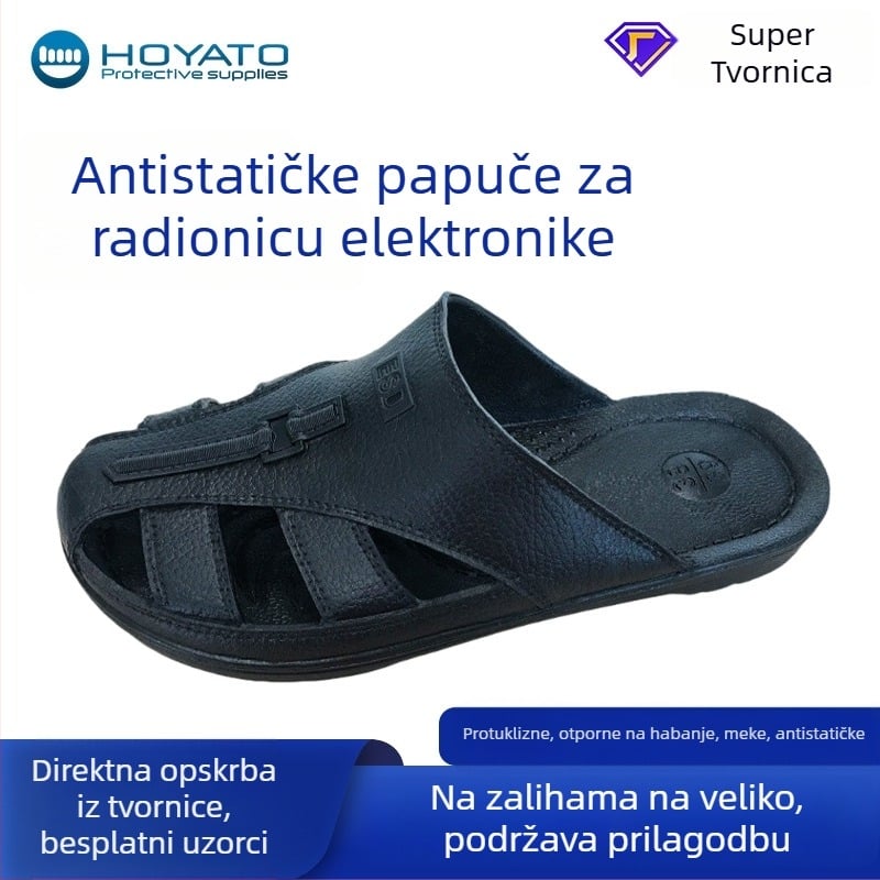 Antistatične radne papuče bez prašine, udobne, zaštita prstiju, prozračne, mekana tabanica, protuklizne, dizajn sa šest rupa za vezice