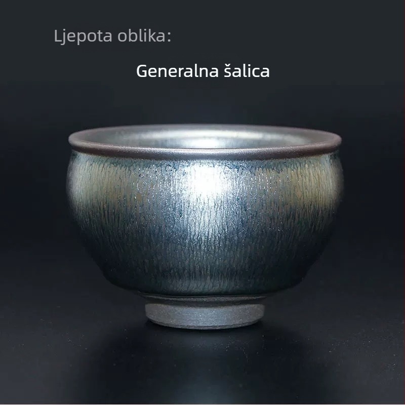 Velika šalice za čaj Jian ware, crno porculano tijelo, glazura sa srebrnim vlaknima, jedna šalica za degustaciju čaja