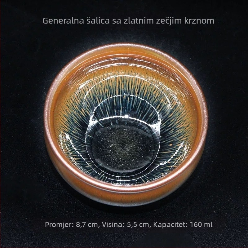 Velika šalice za čaj Jian ware, crno porculano tijelo, glazura sa srebrnim vlaknima, jedna šalica za degustaciju čaja