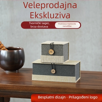 Šalica Jian ware i čajnik od ljubičaste gline u kutiji od lana s brokatom – retro kineski stil, poklon paket