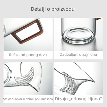 Čajna šalica od termo otporne borosilikatne stakla s filtrom i dijeličem čaja, oblik polumjeseca, set za zeleni čaj, novi kineski stil