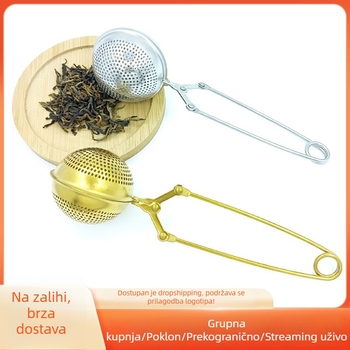 Filter za čaj od nehrđajućeg čelika, okrugla čajna kuglica i žičani klips, kuhinjski filtr za čaj