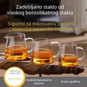Stakleni set za kućnu pripremu čaja: čaša za ravnomjernu raspodjelu čaja i čajnik s ravnim tijelom, filtr od nehrđajućeg čelika, kung fu čajni set