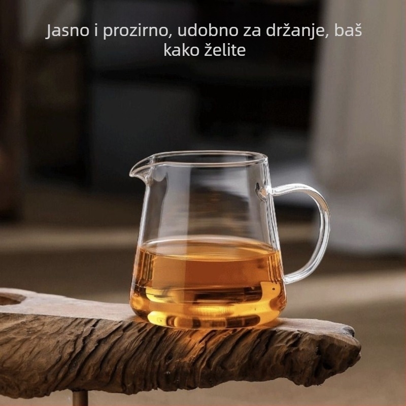 Stakleni set za kućnu pripremu čaja: čaša za ravnomjernu raspodjelu čaja i čajnik s ravnim tijelom, filtr od nehrđajućeg čelika, kung fu čajni set