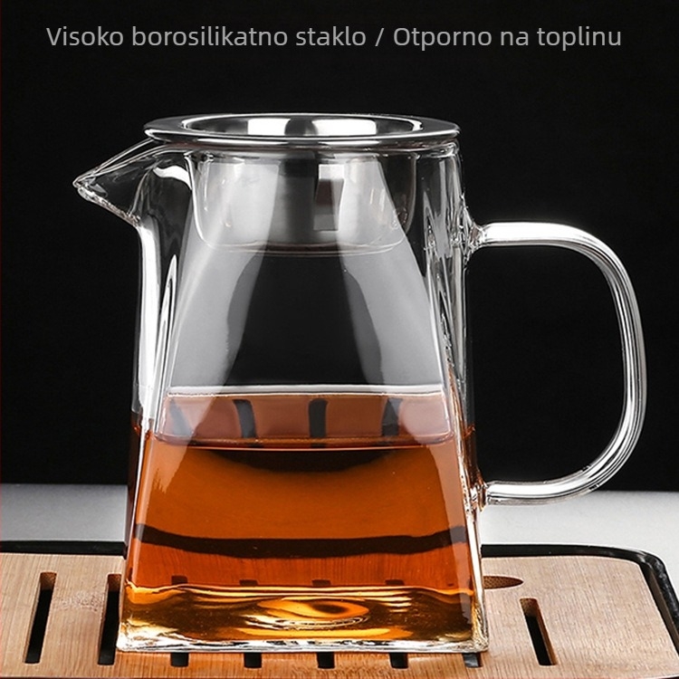 Otpornost na toplinu staklena šalica za čaj s filtrom, četvrtasta