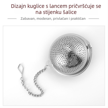 Čajni infuzor od nehrđajućeg čelika 304, s okruglom kuglom i lancem, prijenosno za ured