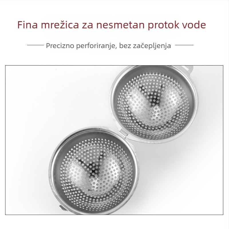 Čajni infuzor od nehrđajućeg čelika 304, s okruglom kuglom i lancem, prijenosno za ured
