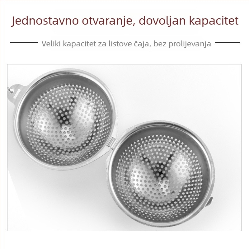 Čajni infuzor od nehrđajućeg čelika 304, s okruglom kuglom i lancem, prijenosno za ured