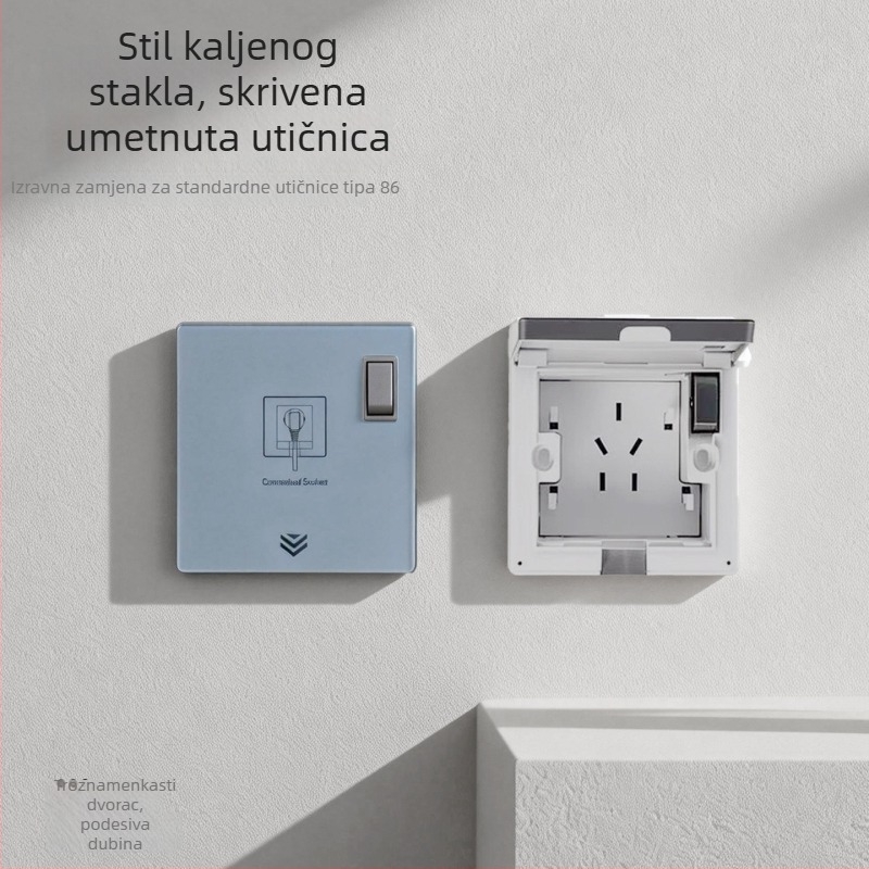 86-tip ugrađeni skriveni panel utičnica s prekidačem, 1 modul, 5 utora, zidna montaža
