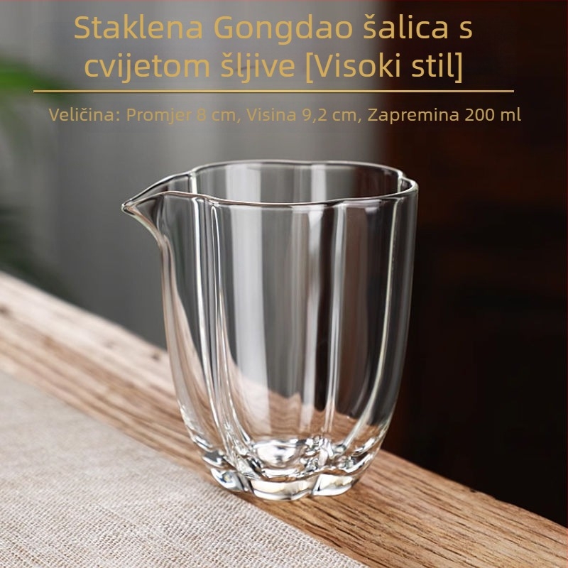 Set čajne posude od debelog stakla s čašom u obliku cvijeta šljive i staklenim dijelnikom za čaj, ručna izrada, japanski stil, luksuzno, otporno na toplinu