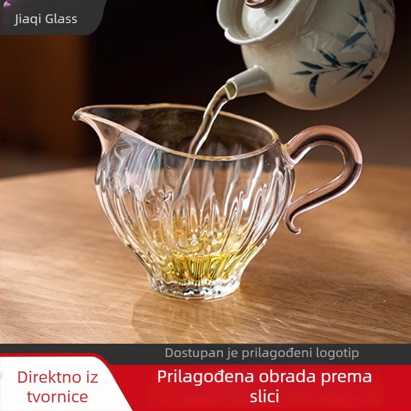 Staklena šalica s držačem za ravnomjerno sipanje čaja, otporan dijelič čaja, Kung Fu set čaja s motivom cvijeta šljive, prozirna borosilikatna šalica