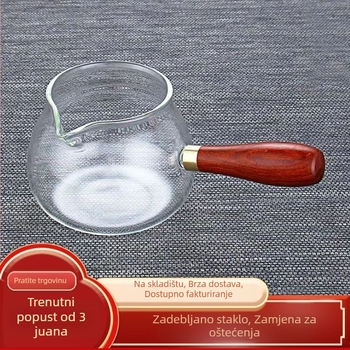 Staklena šalica s drškom od drveta za Kung Fu čaj, Gongfu čajni set, dijelitelj čaja, šalica s bočnom drškom, otporna na visoke temperature, velika kapaciteta
