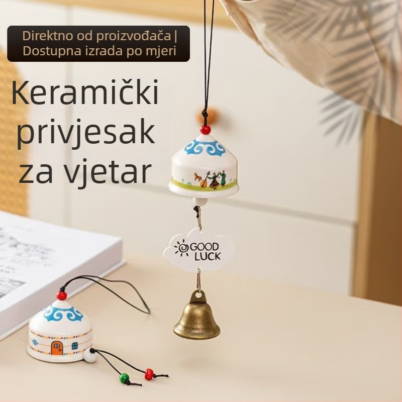 Keramički viseći zvončić s urbanim kulturnim motivima, etnički stil