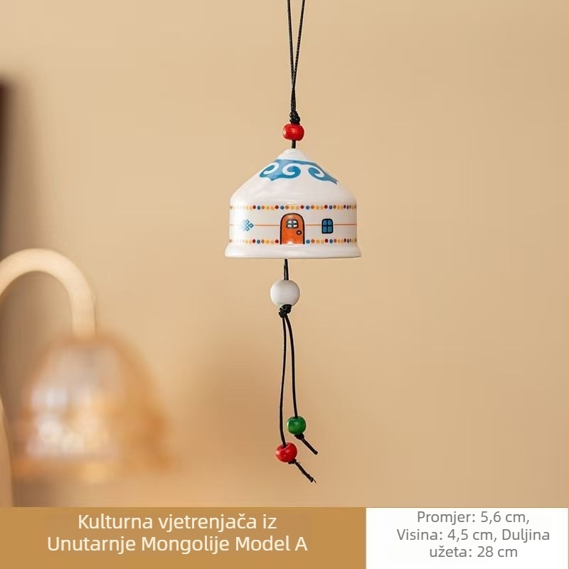 Keramički viseći zvončić s urbanim kulturnim motivima, etnički stil