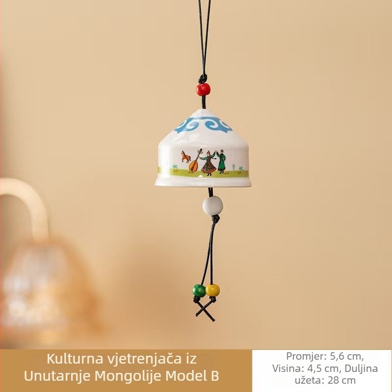 Keramički viseći zvončić s urbanim kulturnim motivima, etnički stil