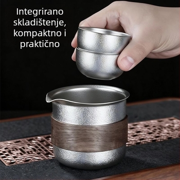 Kung Fu set čaja od čistog titana – šalica bez drške, čajna posuda, odvajač čaja i cjedilo