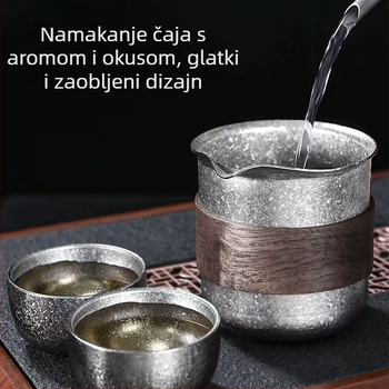 Kung Fu set čaja od čistog titana – šalica bez drške, čajna posuda, odvajač čaja i cjedilo