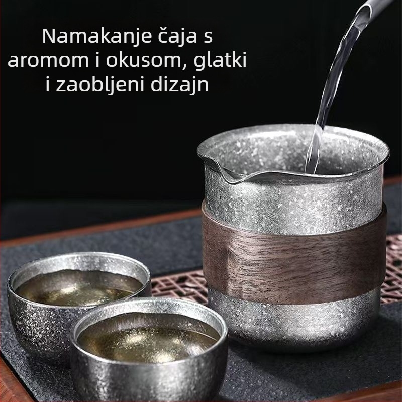 Kung Fu set čaja od čistog titana – šalica bez drške, čajna posuda, odvajač čaja i cjedilo