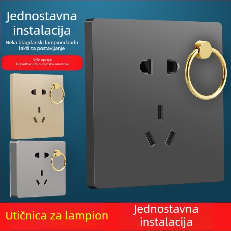 Tip 86: skriveni zidni panel utičnice za lampu s kukom i pet otvora